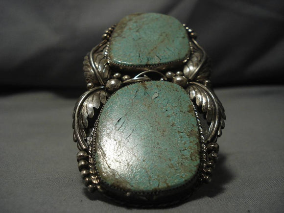 Important Vintage Native American Navajo David Tune #8 Turquoise Sterling Silver Bracelet Old-Nativo Arts