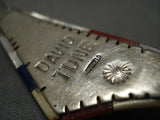 Important Vintage Native American Navajo David Tune Sterling Silver Turquoise Inlay Necklace Old-Nativo Arts
