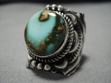Important Vintage Native American Navajo Delbert Gordan Damale Turquoise Sterling Silver Ring-Nativo Arts