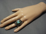 Important Vintage Native American Navajo Delbert Gordan Damale Turquoise Sterling Silver Ring-Nativo Arts