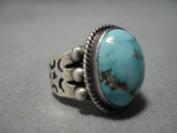 Important Vintage Native American Navajo Delbert Gordon Turquoise Sterling Silver Ring-Nativo Arts