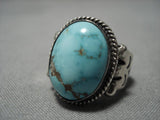 Important Vintage Native American Navajo Delbert Gordon Turquoise Sterling Silver Ring-Nativo Arts