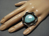Important Vintage Native American Navajo Dry Crfeek Turquoise Sterling Silver Ring Old-Nativo Arts
