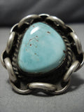 Important Vintage Native American Navajo Dry Crfeek Turquoise Sterling Silver Ring Old-Nativo Arts