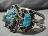 Important!! Vintage Native American Navajo Easter Blue Turquoise Sterling Silver Bracelet Old-Nativo Arts