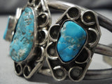 Important!! Vintage Native American Navajo Easter Blue Turquoise Sterling Silver Bracelet Old-Nativo Arts