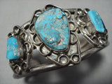 Important!! Vintage Native American Navajo Easter Blue Turquoise Sterling Silver Bracelet Old-Nativo Arts