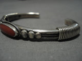 Important Vintage Native American Navajo Gary Reeves Coral Sterling Silver Bracelet Old-Nativo Arts