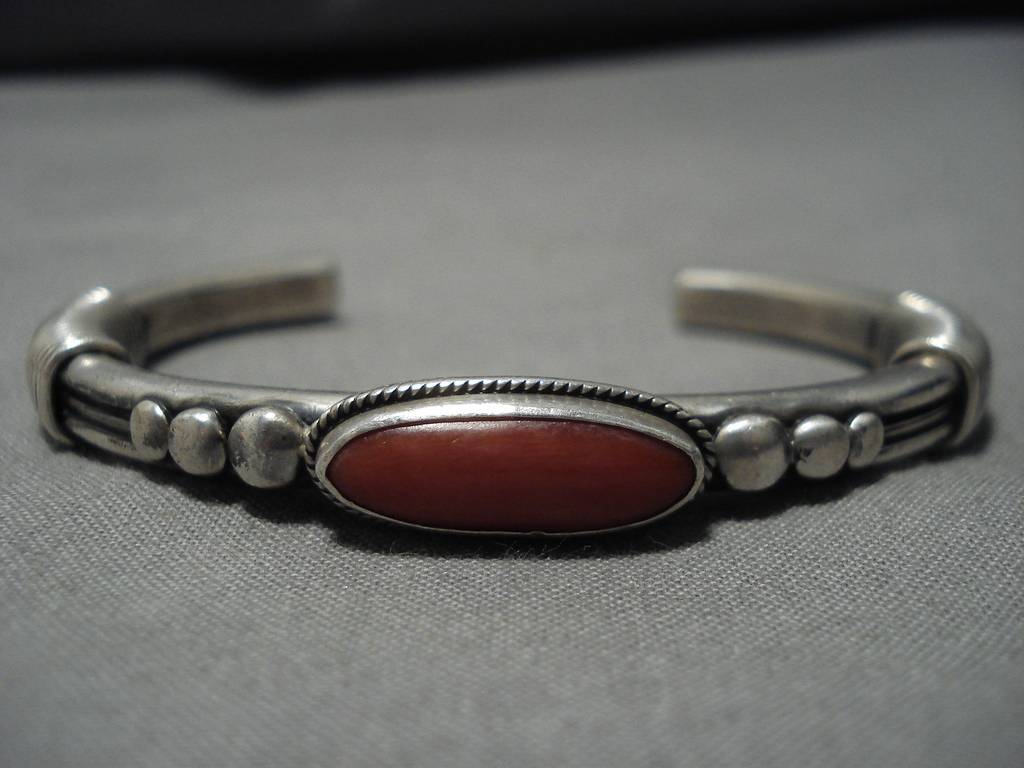 Important Vintage Native American Navajo Gary Reeves Coral Sterling Si ...