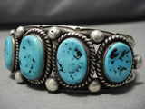 Important Vintage Native American Navajo Harry Jim Turquoise Sterling Silver Bracelet Old-Nativo Arts