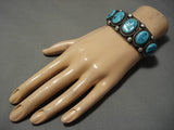 Important Vintage Native American Navajo Harry Jim Turquoise Sterling Silver Bracelet Old-Nativo Arts