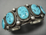 Important Vintage Native American Navajo Harry Jim Turquoise Sterling Silver Bracelet Old-Nativo Arts