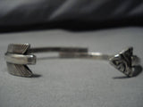 Important!! Vintage Native American Navajo Jimmie King Jr Sterling Silver Arrow Bracelet Cuff-Nativo Arts