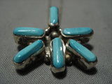 Important Vintage Native American Navajo Jimmie King Jr Turquoise Sterling Silver Necklace Old-Nativo Arts