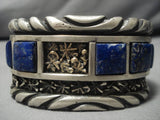 Important!! Vintage Native American Navajo Kirk Lapis Inlay Sterling Silver Gold Bracelet Heavy!-Nativo Arts
