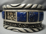 Important!! Vintage Native American Navajo Kirk Lapis Inlay Sterling Silver Gold Bracelet Heavy!-Nativo Arts