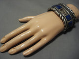 Important!! Vintage Native American Navajo Kirk Lapis Inlay Sterling Silver Gold Bracelet Heavy!-Nativo Arts