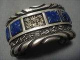 Important!! Vintage Native American Navajo Kirk Lapis Inlay Sterling Silver Gold Bracelet Heavy!-Nativo Arts