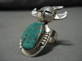 Important Vintage Native American Navajo Nel Morton Turquoise Sterling Silver Kachina Ring-Nativo Arts