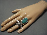 Important Vintage Native American Navajo Nel Morton Turquoise Sterling Silver Kachina Ring-Nativo Arts
