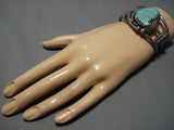 Important Vintage Native American Navajo Nelson Burbank #8 Turquoise Sterling Silver Bracelet-Nativo Arts