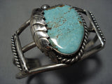 Important Vintage Native American Navajo Nelson Burbank #8 Turquoise Sterling Silver Bracelet-Nativo Arts