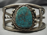 Important Vintage Native American Navajo Old Green Morenci Turquoise Sterling Silver Bracelet-Nativo Arts