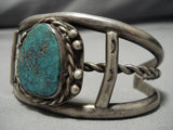 Important Vintage Native American Navajo Old Green Morenci Turquoise Sterling Silver Bracelet-Nativo Arts
