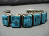 Important Vintage Native American Navajo Oscar Alexius Square Turquoise Sterling Silver Bracelet-Nativo Arts