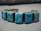 Important Vintage Native American Navajo Oscar Alexius Square Turquoise Sterling Silver Bracelet-Nativo Arts