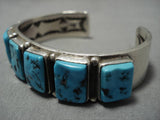 Important Vintage Native American Navajo Oscar Alexius Square Turquoise Sterling Silver Bracelet-Nativo Arts