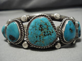 Important Vintage Native American Navajo Red Mountain Turquoise Sterling Silver Bracelet Old-Nativo Arts