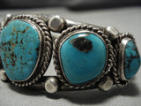 Important Vintage Native American Navajo Red Mountain Turquoise Sterling Silver Bracelet Old-Nativo Arts