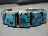 Important Vintage Native American Navajo Square Turquoise Oscar Alexius Sterling Silver Bracelet-Nativo Arts