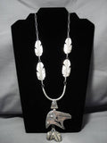Important Vintage Native American Navajo Sterling Silver Bear Necklace Old-Nativo Arts