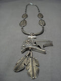 Important Vintage Native American Navajo Sterling Silver Bear Necklace Old-Nativo Arts