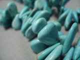 Important Vintage Native American Navajo Teardrop Easter Blue Turquoise Sterling Silver Necklace-Nativo Arts