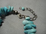Important Vintage Native American Navajo Teardrop Easter Blue Turquoise Sterling Silver Necklace-Nativo Arts