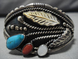 Important Vintage Native American Navajo Turquoise Sterling Silver Bracelet Old-Nativo Arts