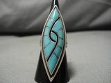 Important Vintage Native American Zuni Turquoise Sterling Silver Ring Old-Nativo Arts