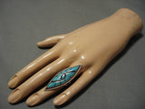 Important Vintage Native American Zuni Turquoise Sterling Silver Ring Old-Nativo Arts