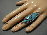 Important Vintage Native American Zuni Turquoise Sterling Silver Ring Old-Nativo Arts