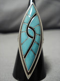 Important Vintage Native American Zuni Turquoise Sterling Silver Ring Old-Nativo Arts