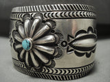Important Vintage Navajo Aaron Toadlena Turquoise Native American Jewelry Silver Repoussed Bracelet-Nativo Arts