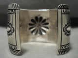 Important Vintage Navajo Aaron Toadlena Turquoise Native American Jewelry Silver Repoussed Bracelet-Nativo Arts
