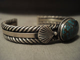 Important Vintage Navajo Bue Thunder Turquoise Native American Jewelry Silver Bracelet-Nativo Arts