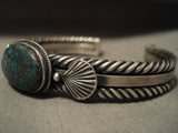 Important Vintage Navajo Bue Thunder Turquoise Native American Jewelry Silver Bracelet-Nativo Arts