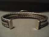 Important Vintage Navajo Bue Thunder Turquoise Native American Jewelry Silver Bracelet-Nativo Arts