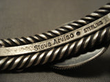 Important Vintage Navajo Bue Thunder Turquoise Native American Jewelry Silver Bracelet-Nativo Arts