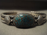 Important Vintage Navajo Bue Thunder Turquoise Native American Jewelry Silver Bracelet-Nativo Arts